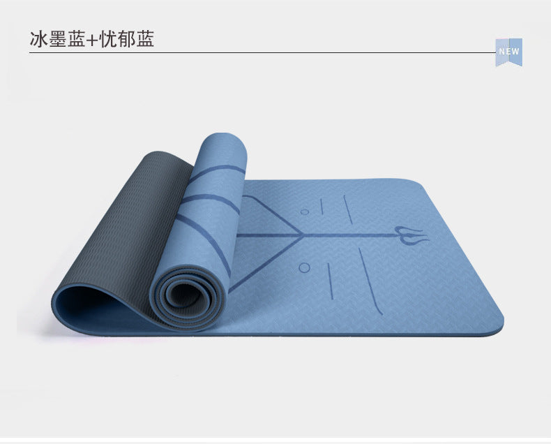 Double-layer Two-color Body Position Line Shock Absorption Yoga Mat Fitness Exercise Mat Wear-resistant Floor Mat