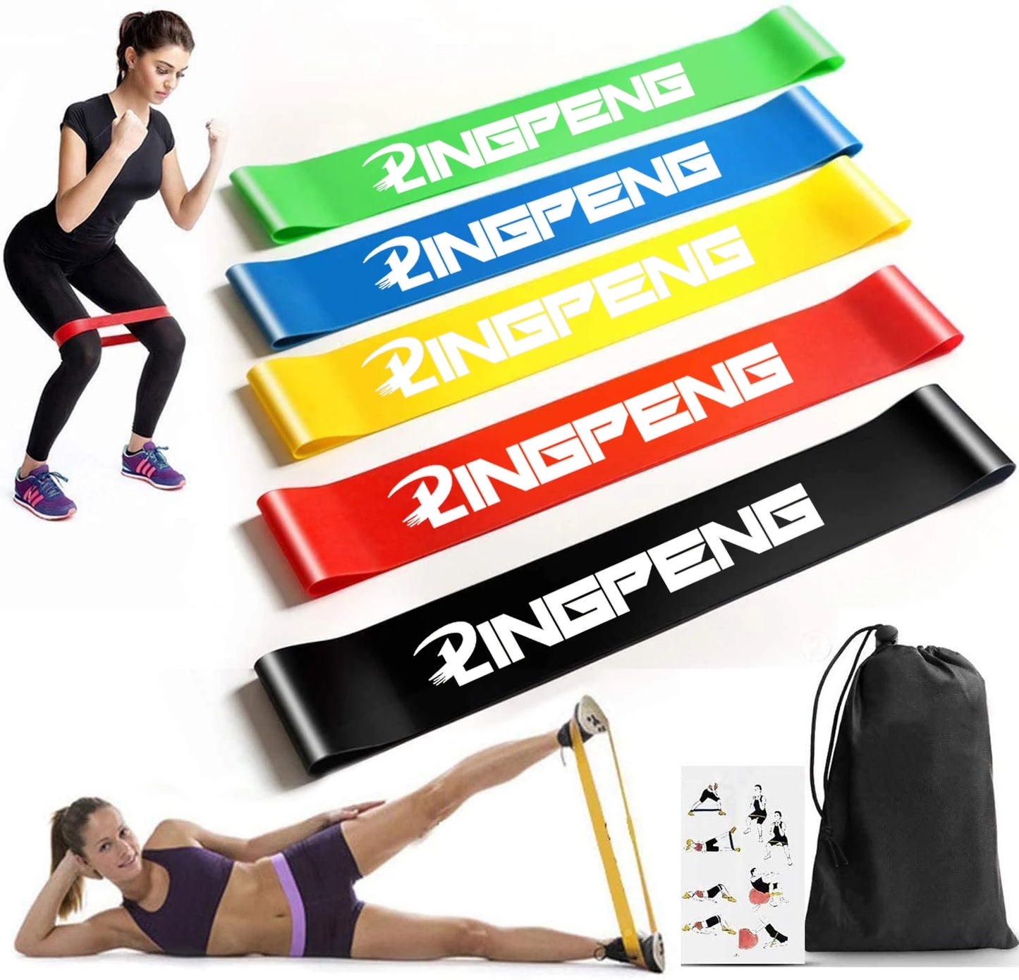 Resistance Exercise Loop Bands Set Workout Bands for Women and Men Stretch Bands 5 Different Resistance Levels for Booty Legs