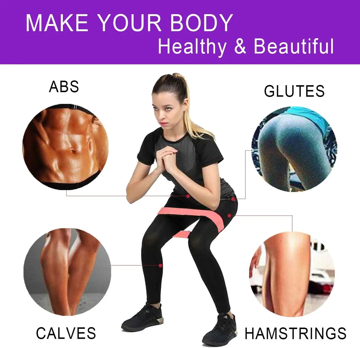 Resistance Exercise Loop Bands Set Workout Bands for Women and Men Stretch Bands 5 Different Resistance Levels for Booty Legs