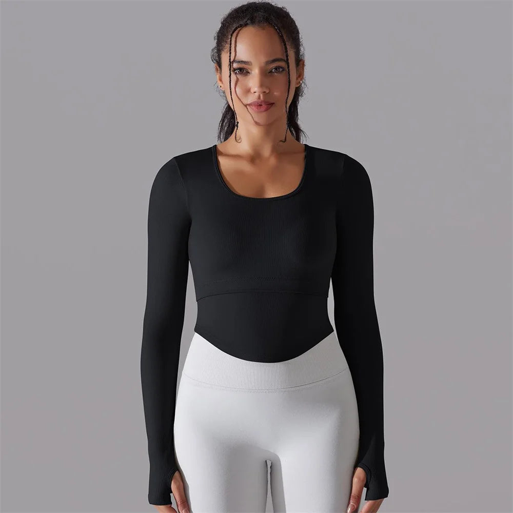 Seamless Yoga Shirts Sports Top Long Sleeve Gym Clothing Running Workout Top T-shirts Active Wear Women Fitness Slim Shirt