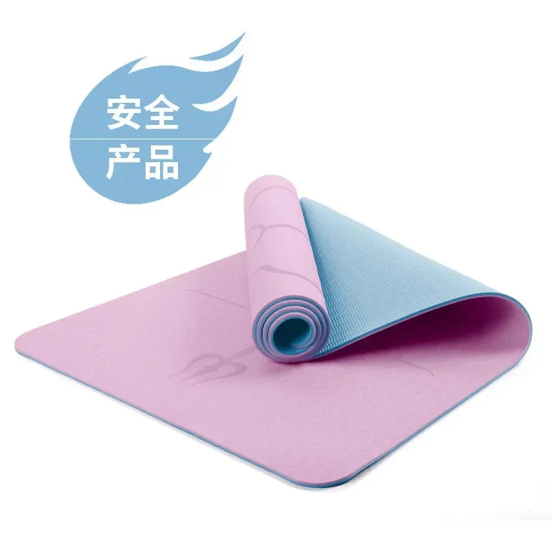 Double-layer Two-color Body Position Line Shock Absorption Yoga Mat Fitness Exercise Mat Wear-resistant Floor Mat