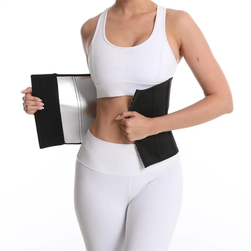 Women's Abdominal Belt, Sports Waist, Elastic Abdominal Belt, Shapewear, Fitness Sweat Suit, Protective Belt, Silver Ion