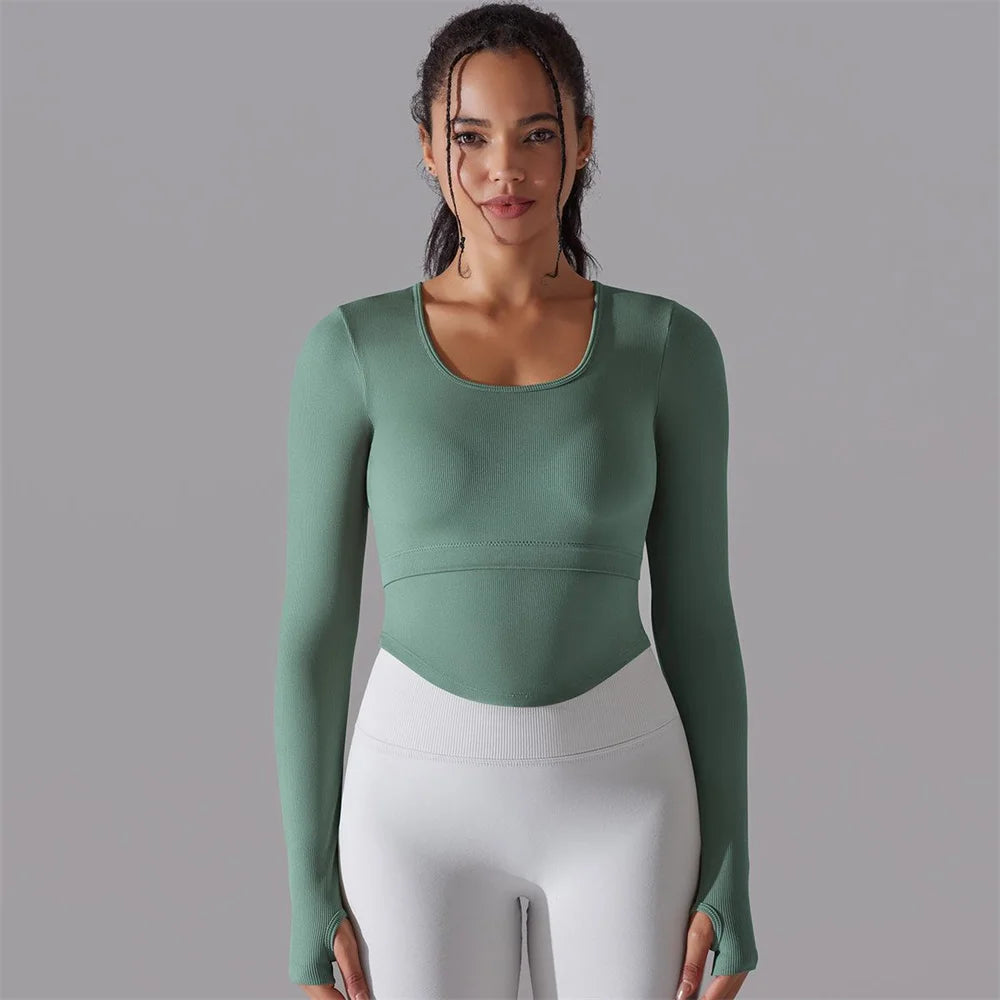 Seamless Yoga Shirts Sports Top Long Sleeve Gym Clothing Running Workout Top T-shirts Active Wear Women Fitness Slim Shirt