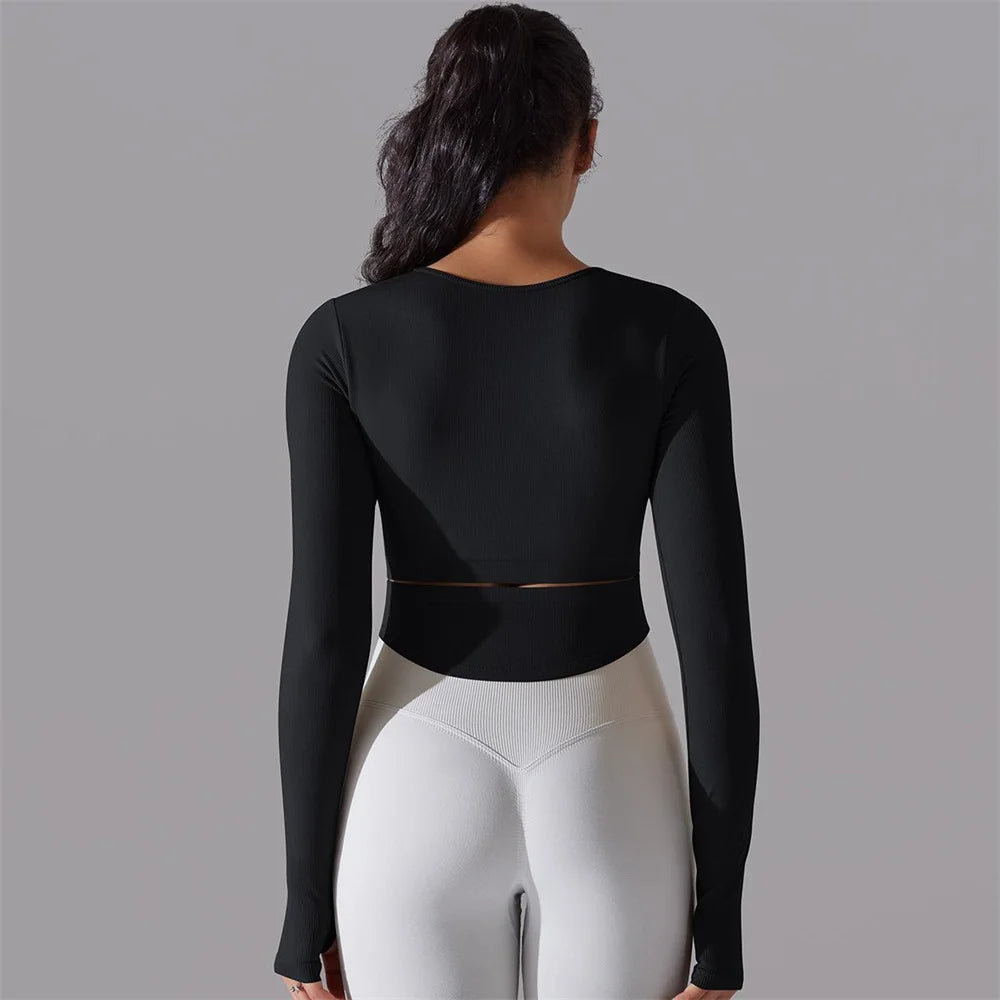 Seamless Yoga Shirts Sports Top Long Sleeve Gym Clothing Running Workout Top T-shirts Active Wear Women Fitness Slim Shirt