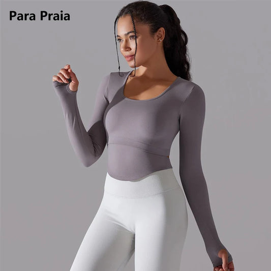 Seamless Yoga Shirts Sports Top Long Sleeve Gym Clothing Running Workout Top T-shirts Active Wear Women Fitness Slim Shirt