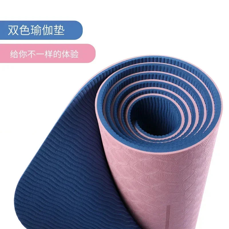 Double-layer Two-color Body Position Line Shock Absorption Yoga Mat Fitness Exercise Mat Wear-resistant Floor Mat