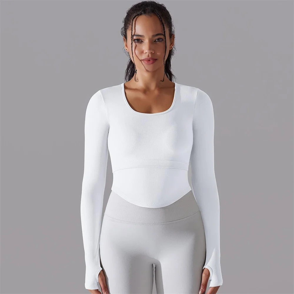 Seamless Yoga Shirts Sports Top Long Sleeve Gym Clothing Running Workout Top T-shirts Active Wear Women Fitness Slim Shirt