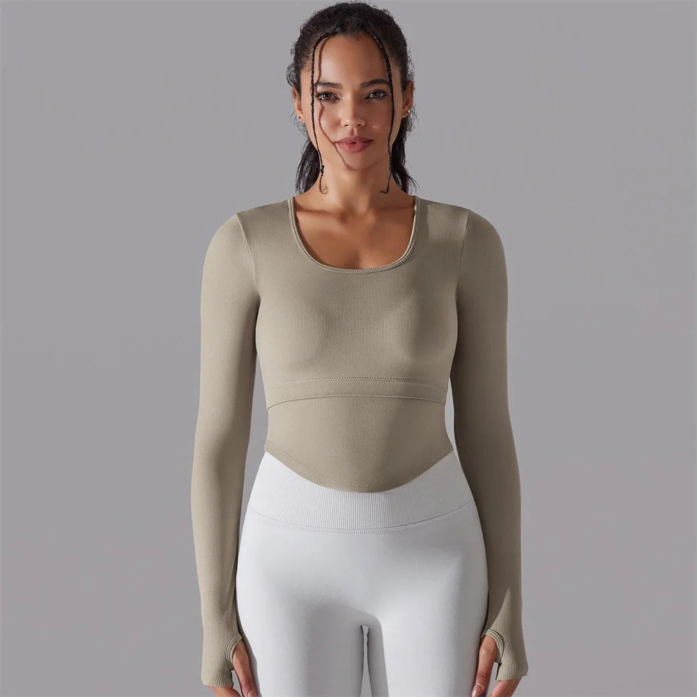 Seamless Yoga Shirts Sports Top Long Sleeve Gym Clothing Running Workout Top T-shirts Active Wear Women Fitness Slim Shirt