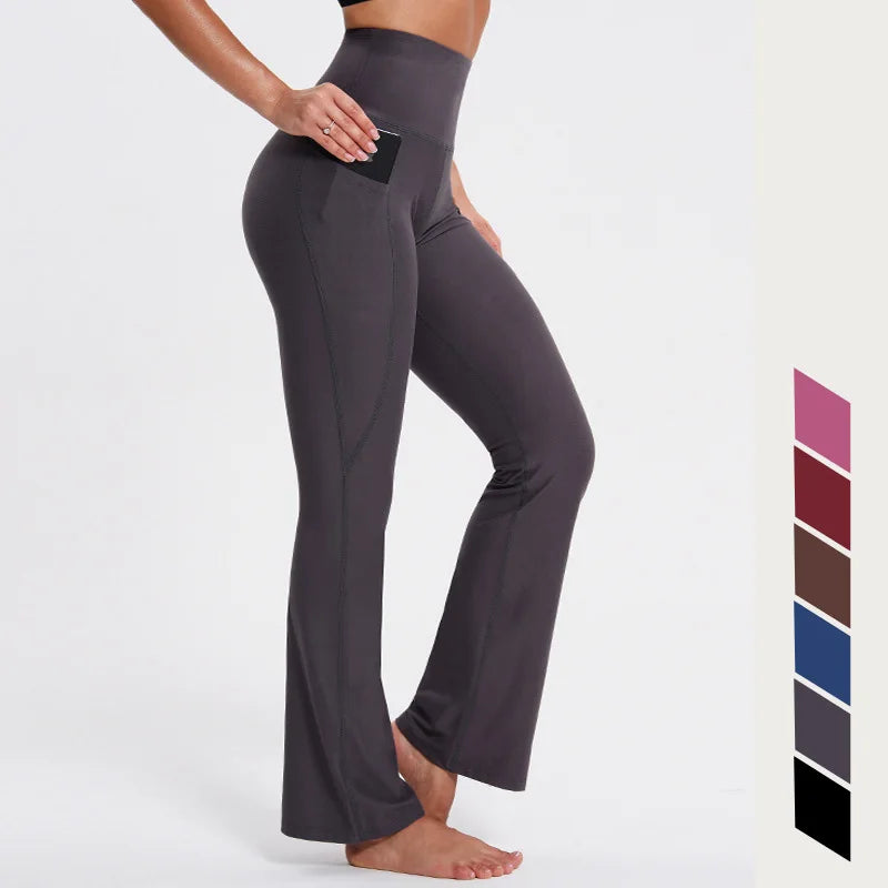 Women Running Pants  Bell-bottom Yoga Workout Fitness Sports Gym Hiking Clothes Women's Flare Bottoms Trousers For Female J9043